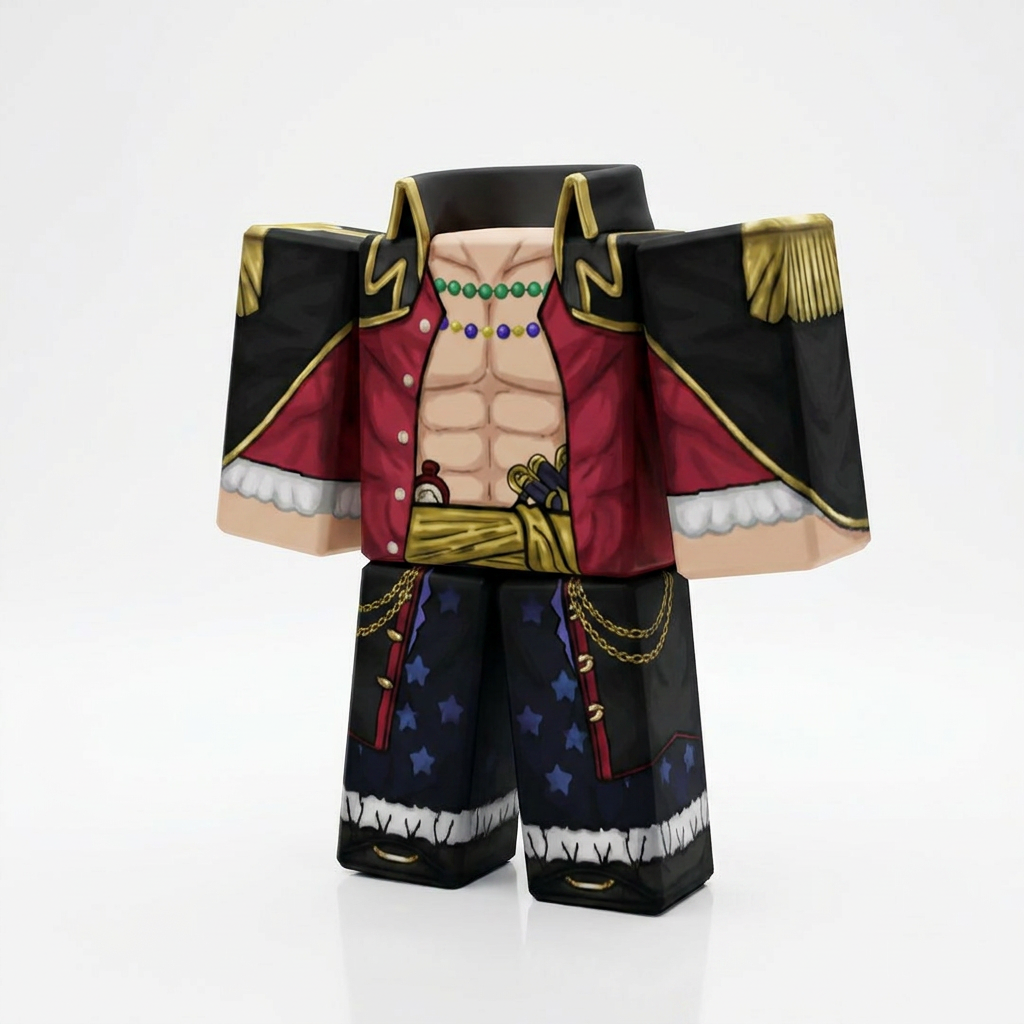Blackbeard Roblox Outfit – One Piece Avatar Costume & Shirt Template View 1