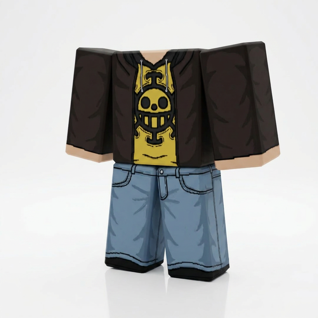 Trafalgar D. Water Law Roblox Outfit – One Piece Avatar Costume & Shirt Template View 1