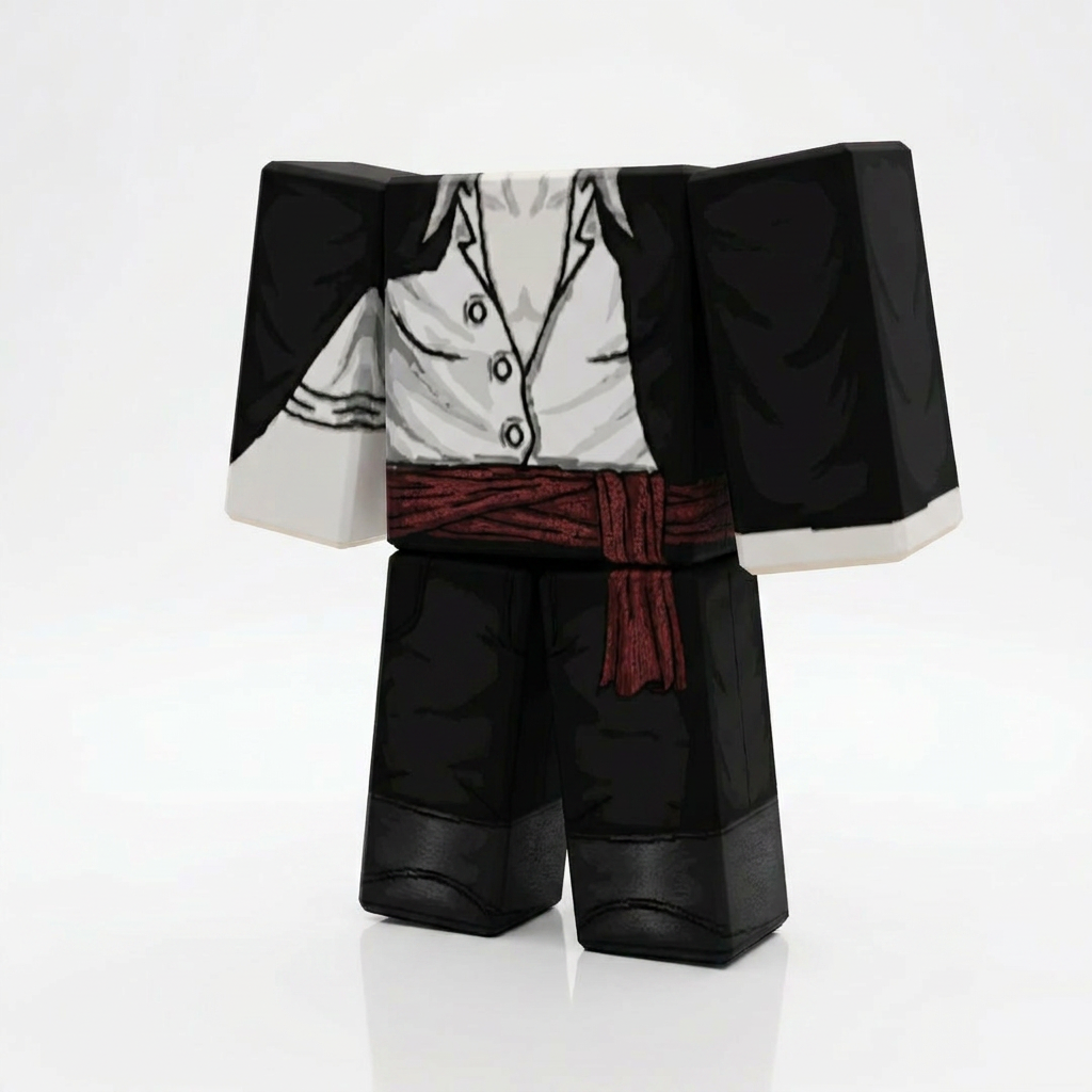  Red-Haired Shanks Roblox Outfit – One Piece Avatar Costume & Shirt Template View 1