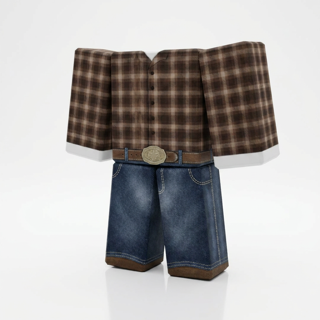 Cowboy Roblox Outfit – Grow a Garden Avatar Costume & Shirt Template View 1