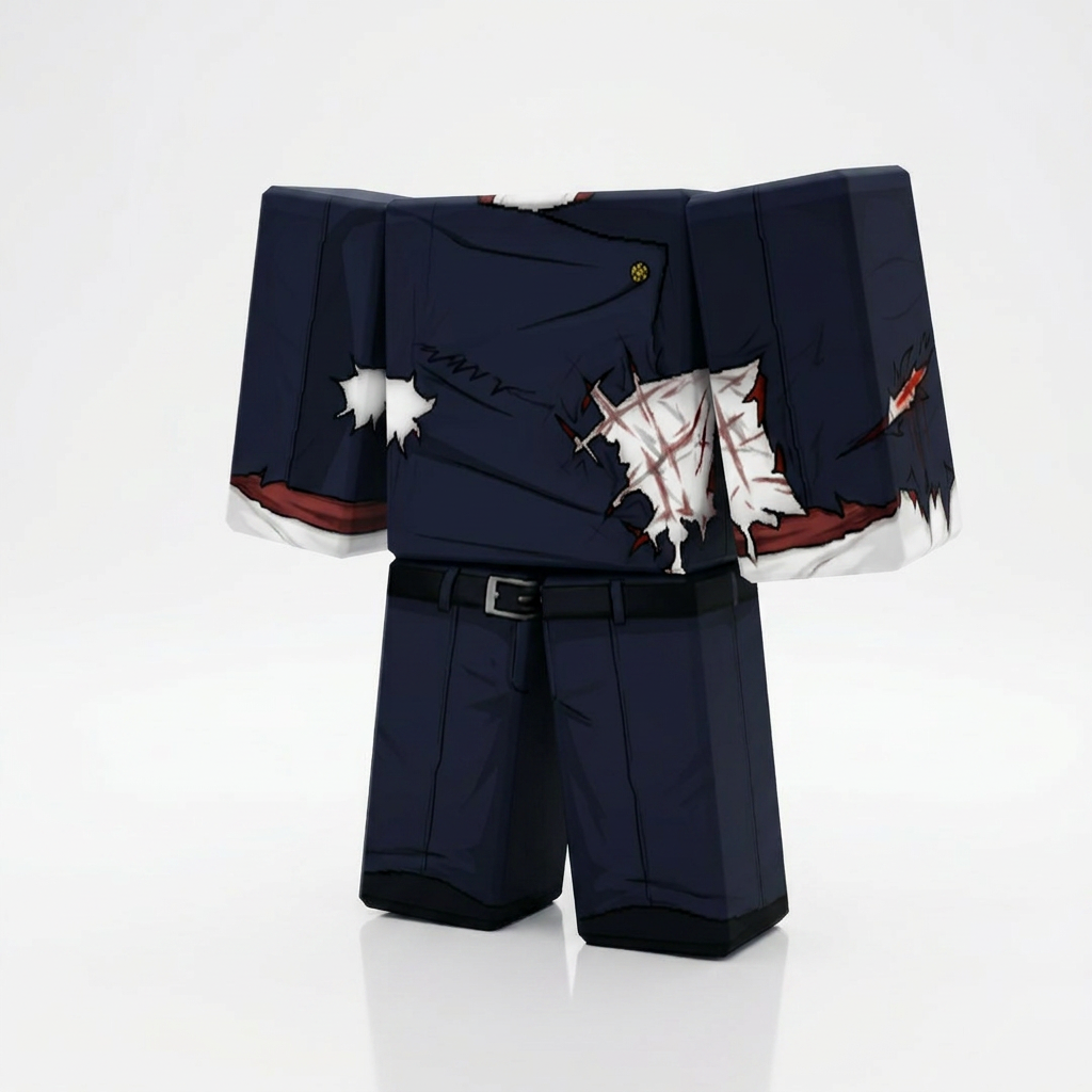 Torn Outfit Yuji Itadori Roblox Outfit – Jujutsu Kaisen Avatar Costume & Shirt Template View 1
